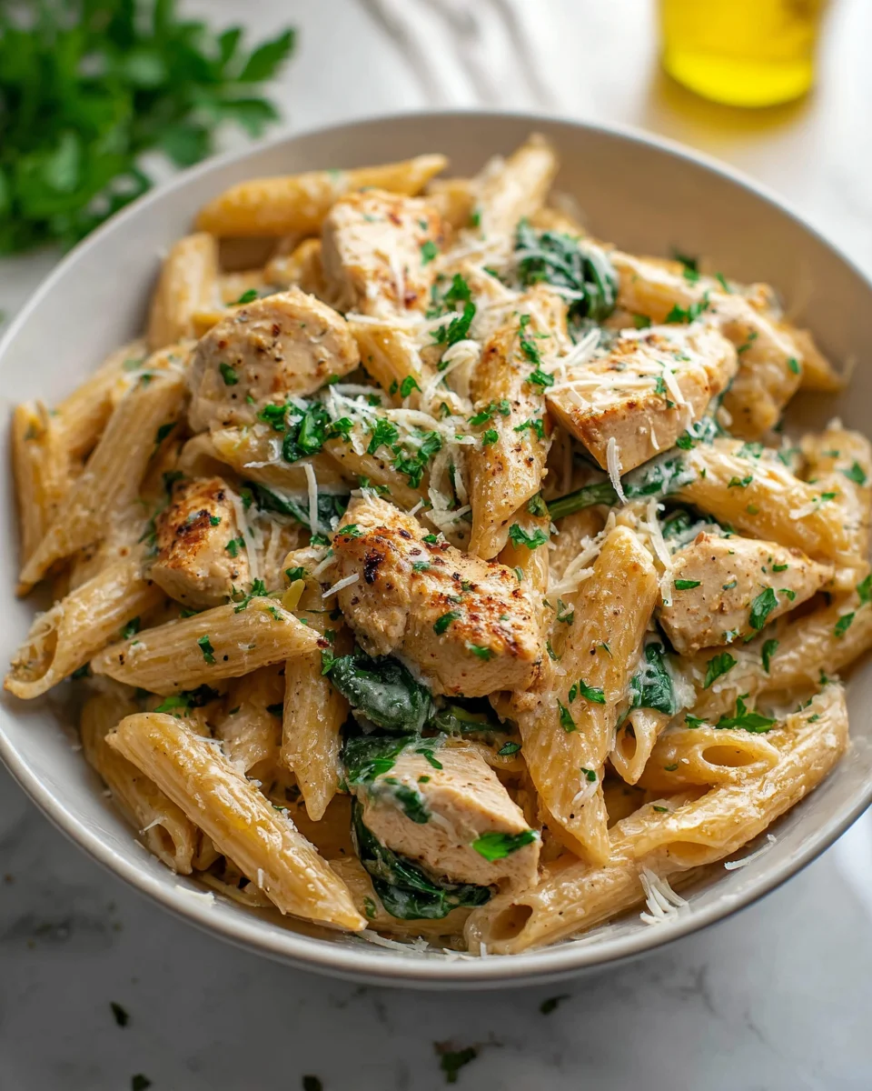 Healthy Garlic Parmesan Chicken Pasta