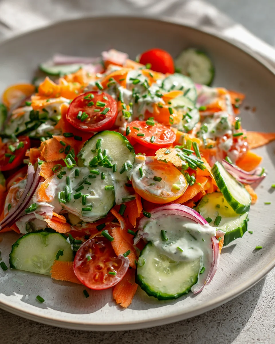 Fitness Salat mit veganem Joghurtdressing und Karotten Rezept