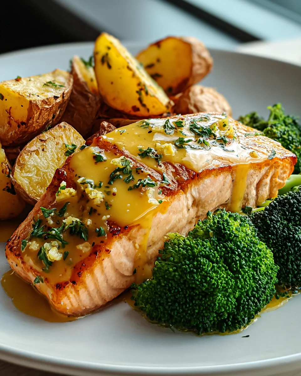 Zitronenbutterlachs mit knusprigen Kartoffeln & Brokkoli Rezept