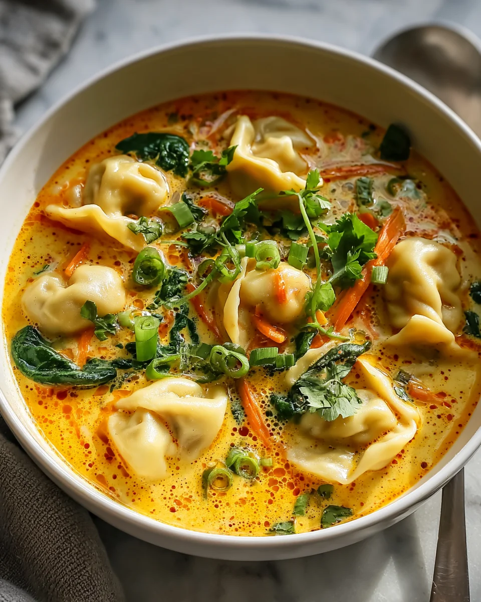 Einfaches Thai Kokos-Curry Dumpling Suppe Rezept genießen!