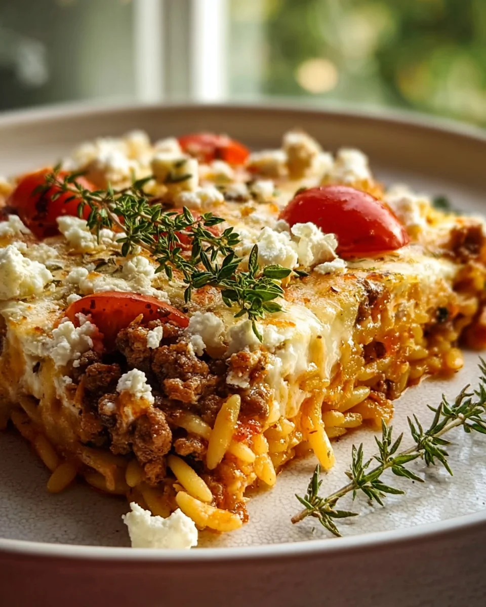 Griechischer Nudelauflauf mit Feta und Hackfleisch genießen!
