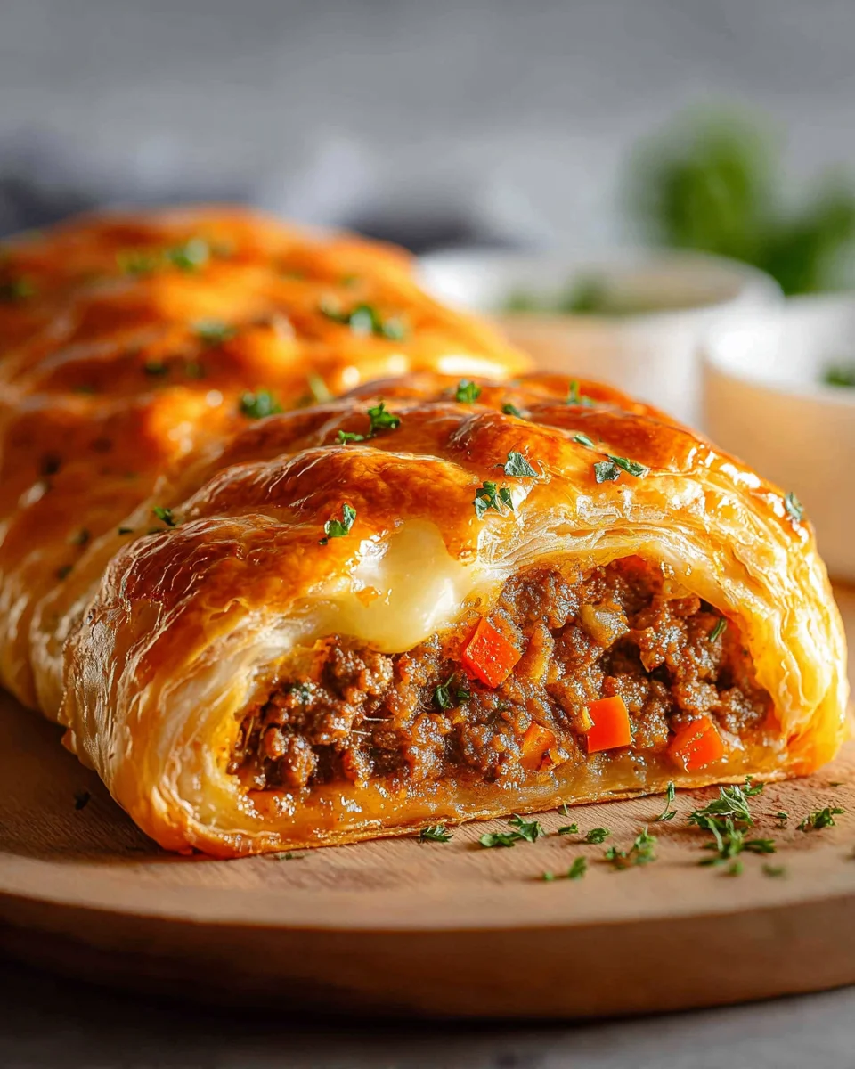 Leckere Hackfleisch Käse Blätterteig Rolle – einfach & schnell!