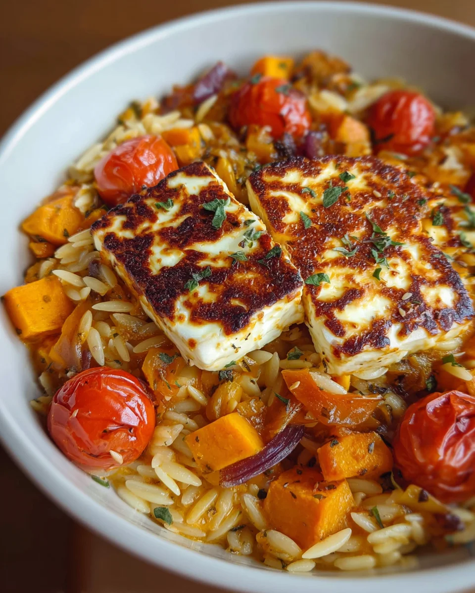 Herbstlicher Halloumi Orzo Auflauf – Herzhaft und lecker!