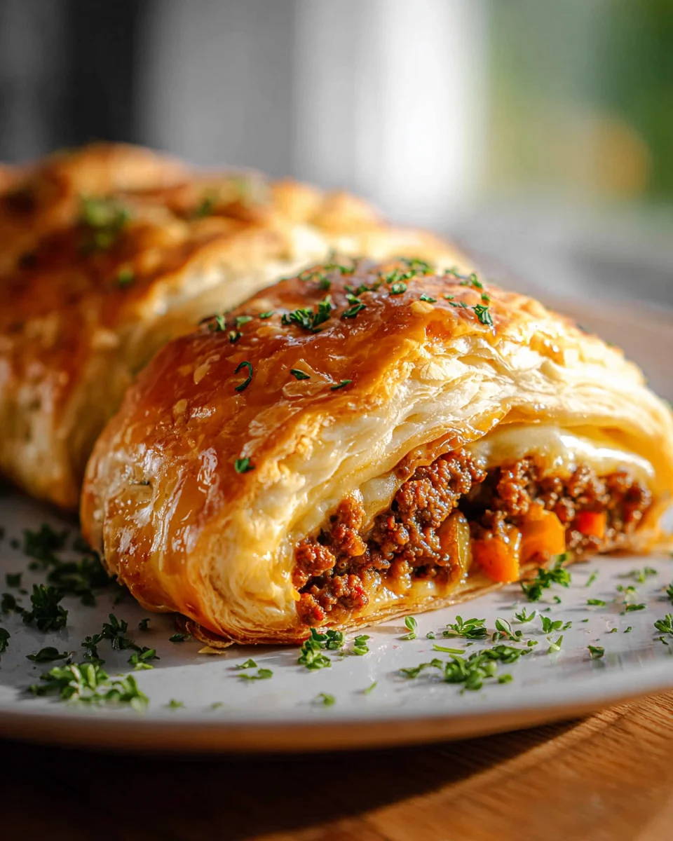 Leckere Hackfleisch Käse Blätterteig Rolle für jeden Anlass