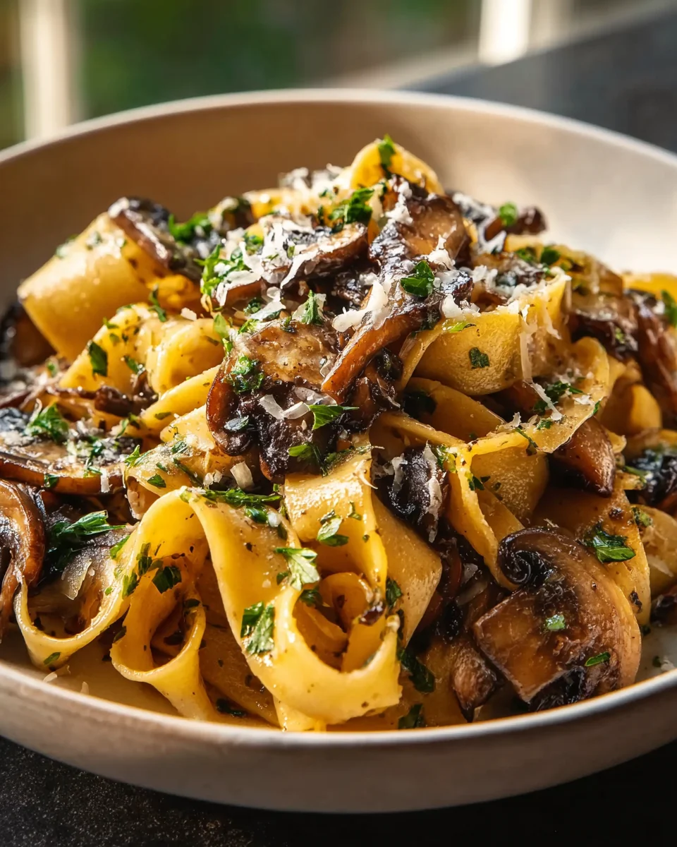 Knoblauchbutter-Pilz-Pappardelle: Ein Genuss für Feinschmecker!