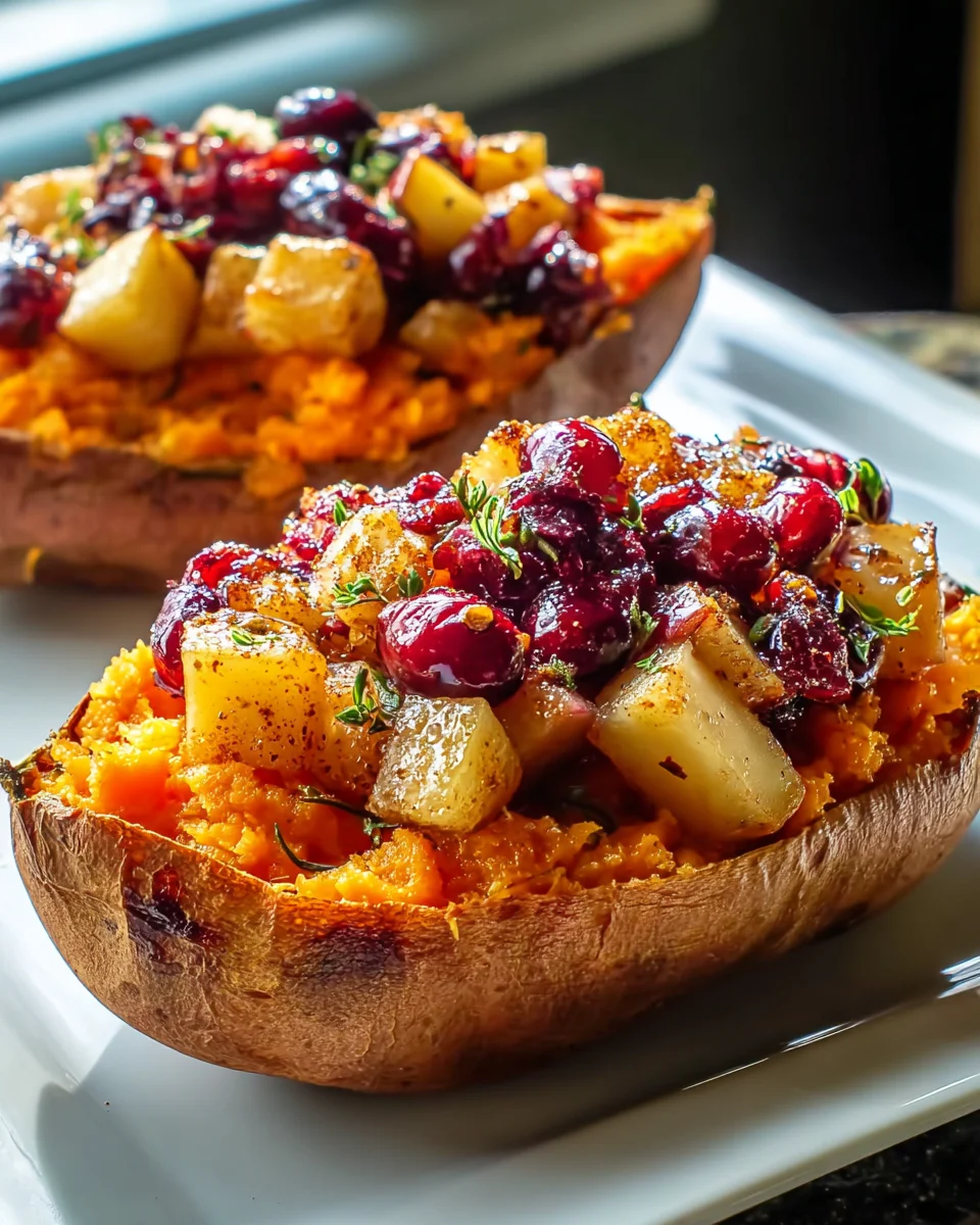 Cranberry-Apfel: Zweimal gebackene Süßkartoffeln Rezept