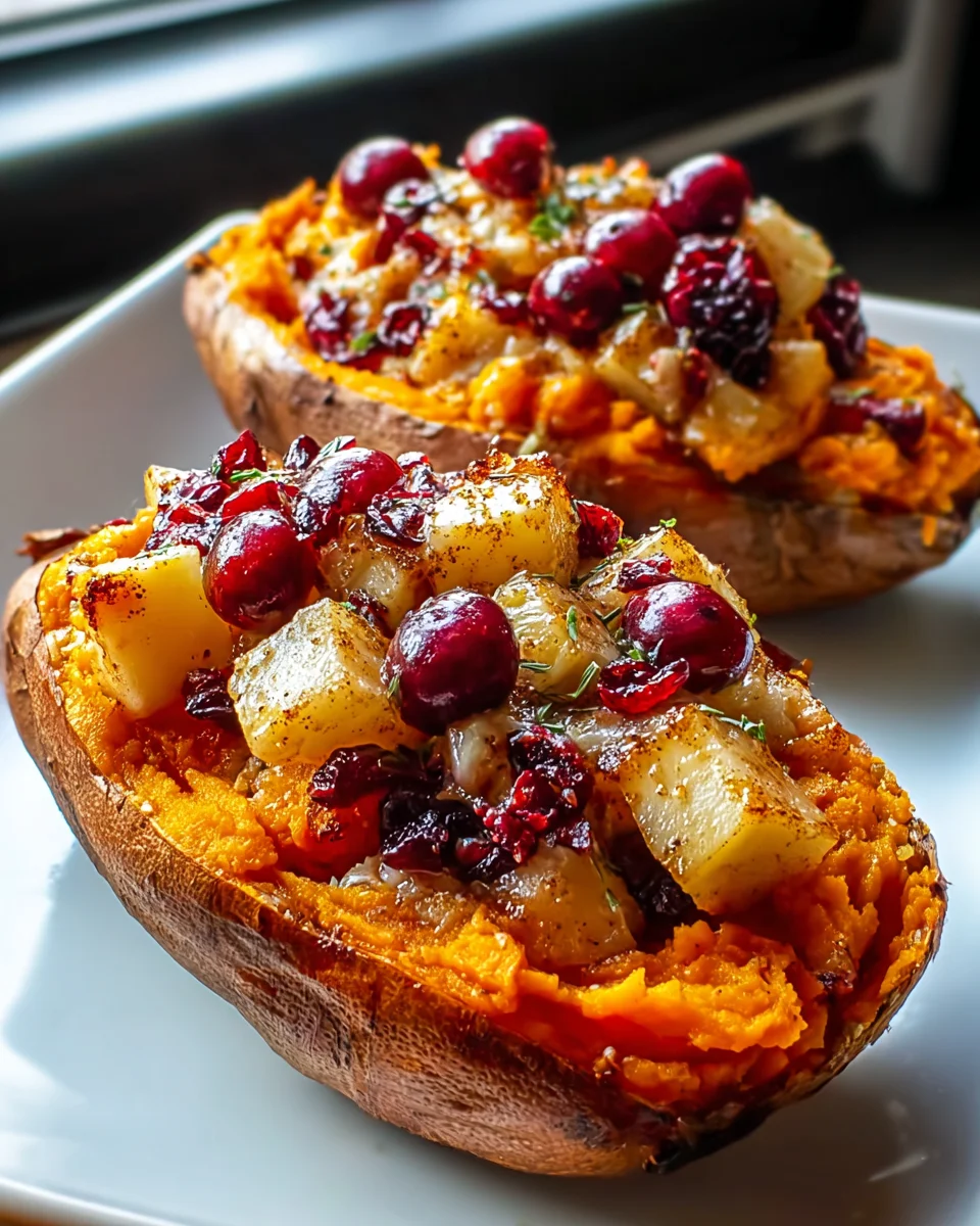 Cranberry-Apfel: Zweimal gebackene Süßkartoffeln Rezept