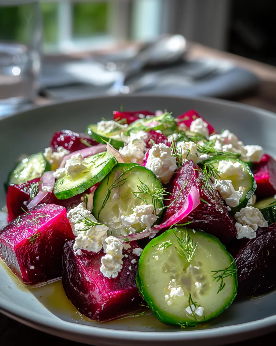 Bunter Rote-Bete-Salat mit Feta und Gurken genießen!