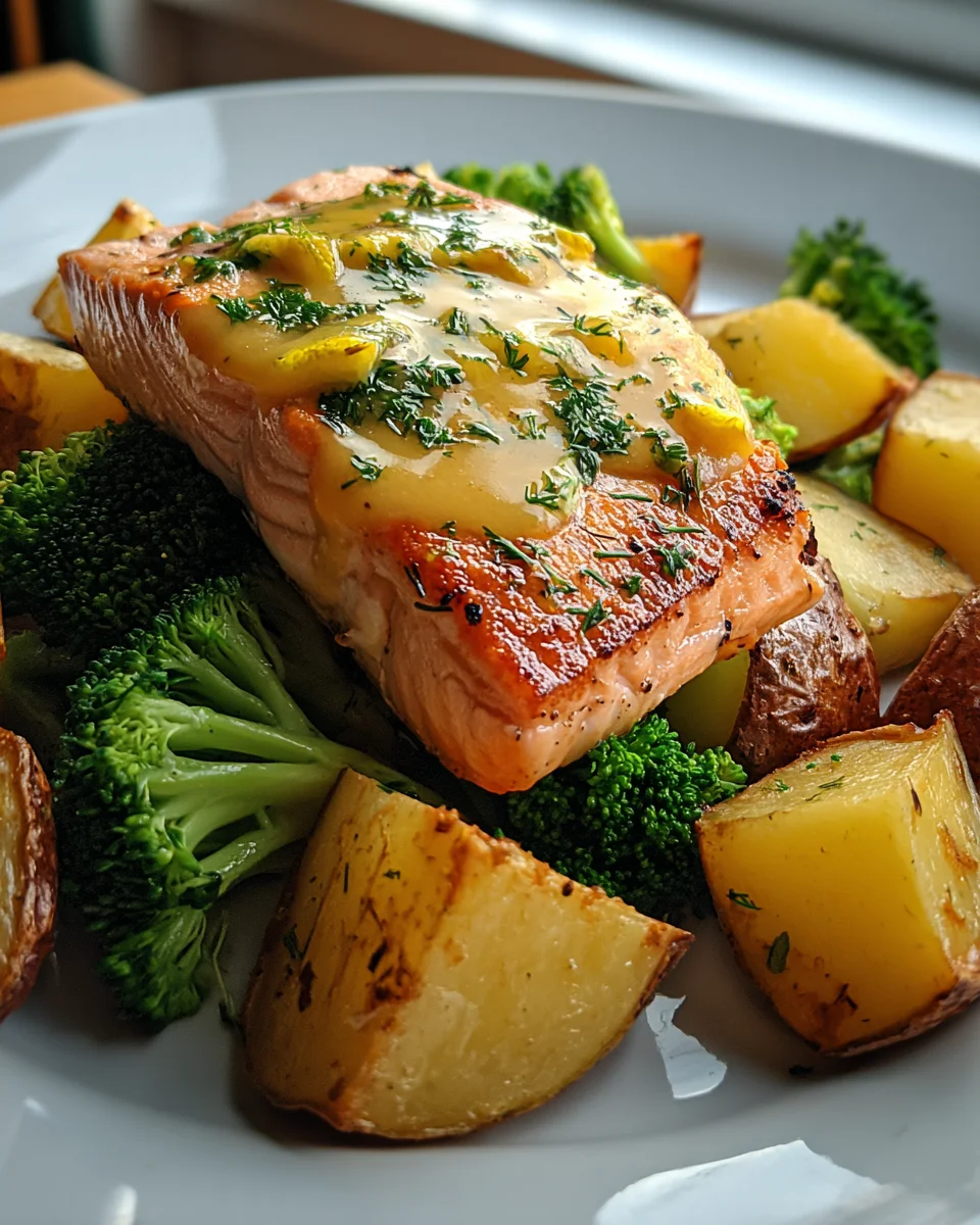 Zitronenbutterlachs mit knusprigen Kartoffeln & Brokkoli Rezept