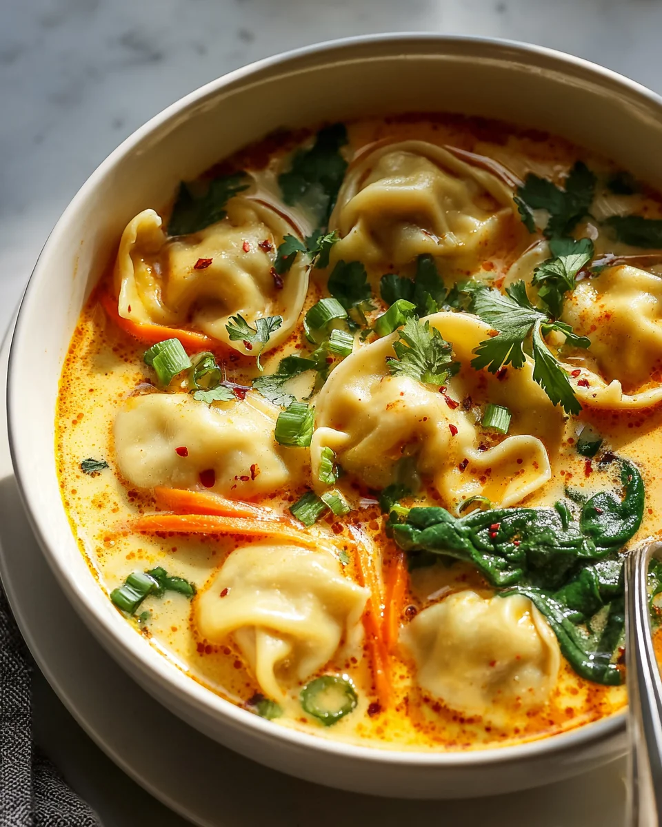 Einfaches Thai Kokos-Curry Dumpling Suppe Rezept genießen!