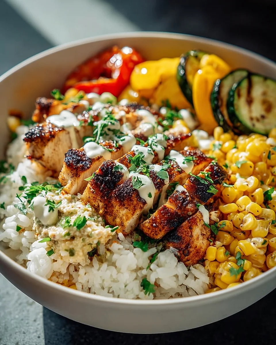 Leckere Street Corn Hähnchen Reis Bowl – Ein Genuss!