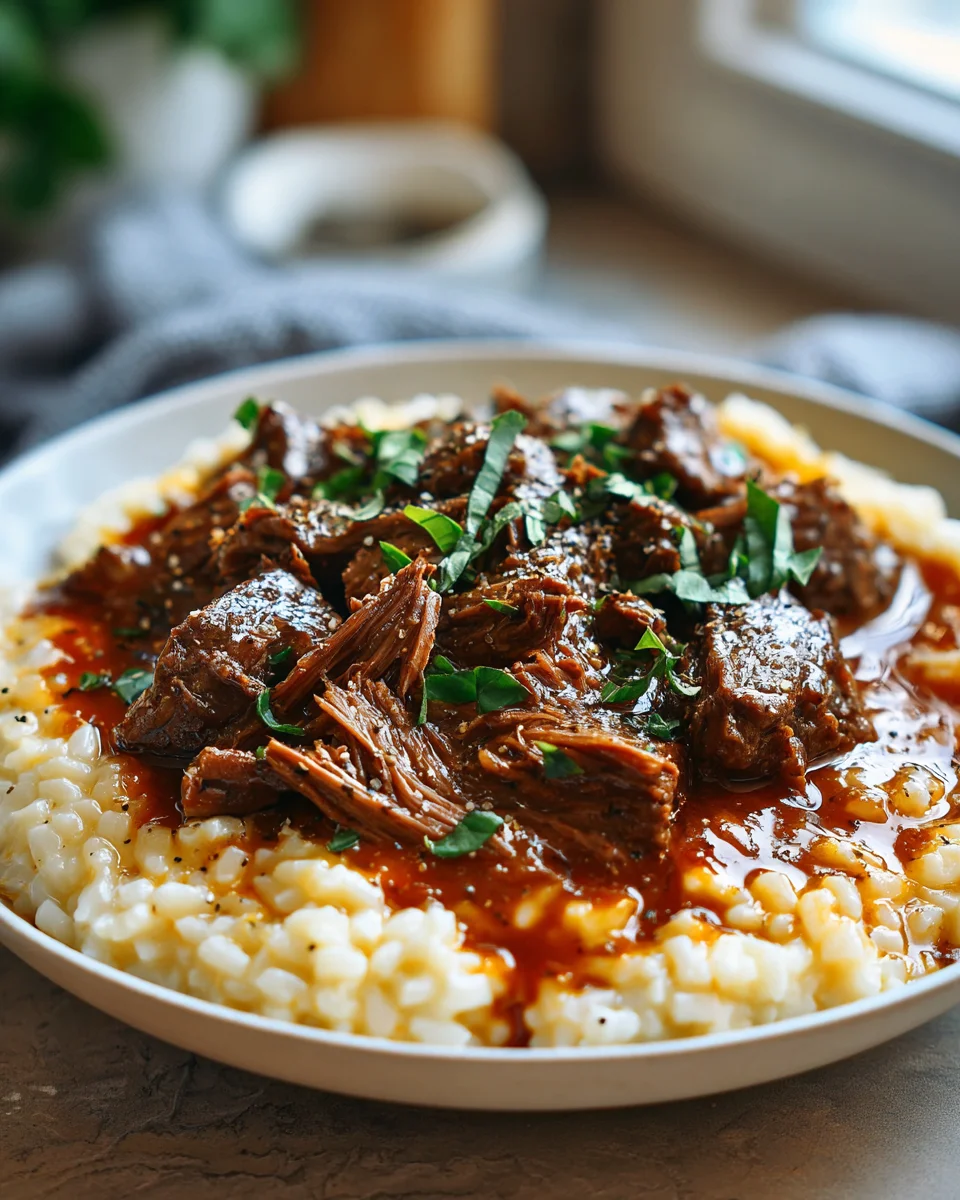Zartes Rinderbraten-Rezept mit cremigem Parmesan-Risotto