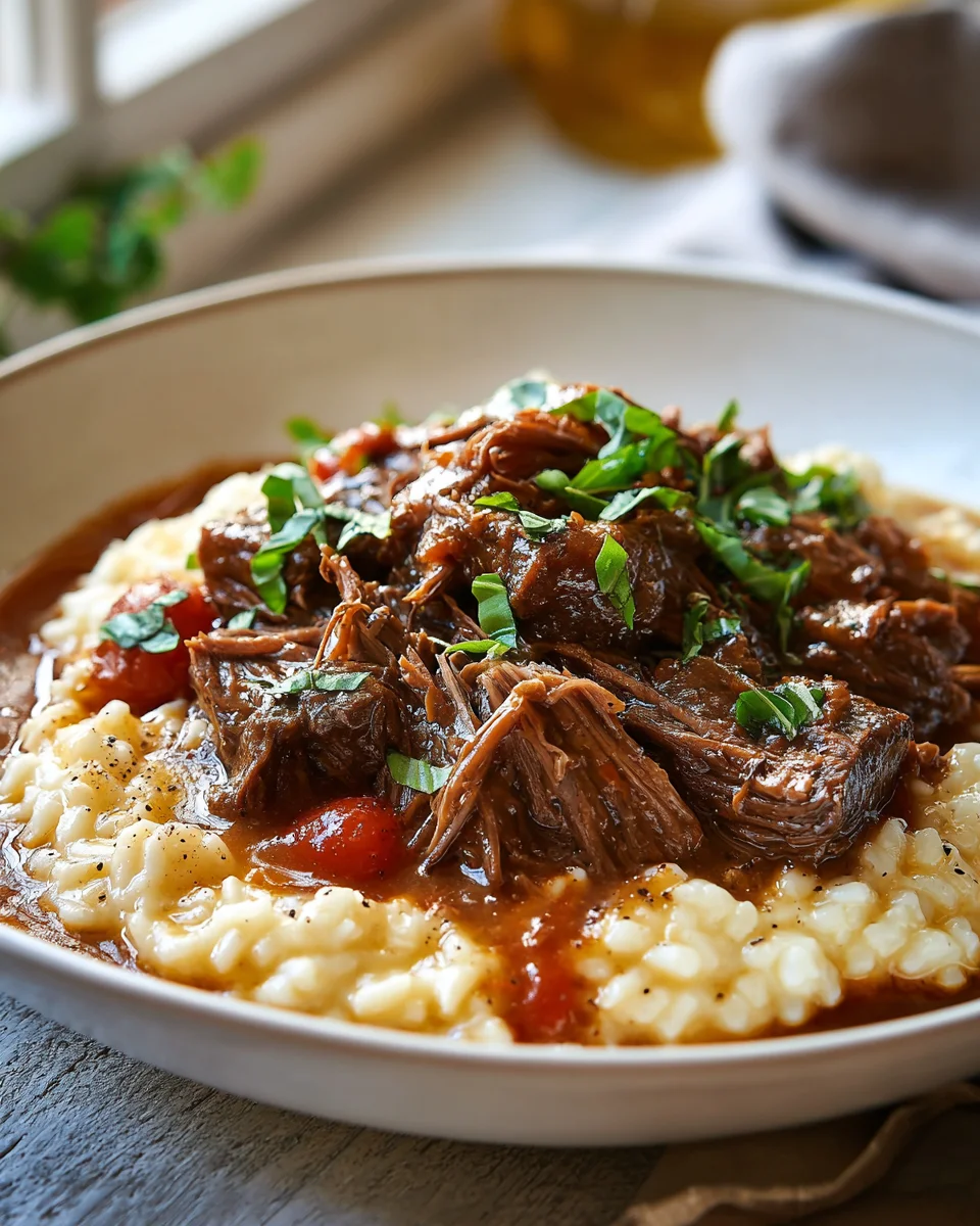 Zartes Rinderbraten-Rezept mit cremigem Parmesan-Risotto