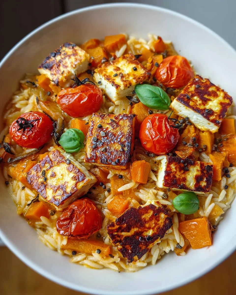 Herbstlicher Halloumi Orzo Auflauf – Herzhaft und lecker!