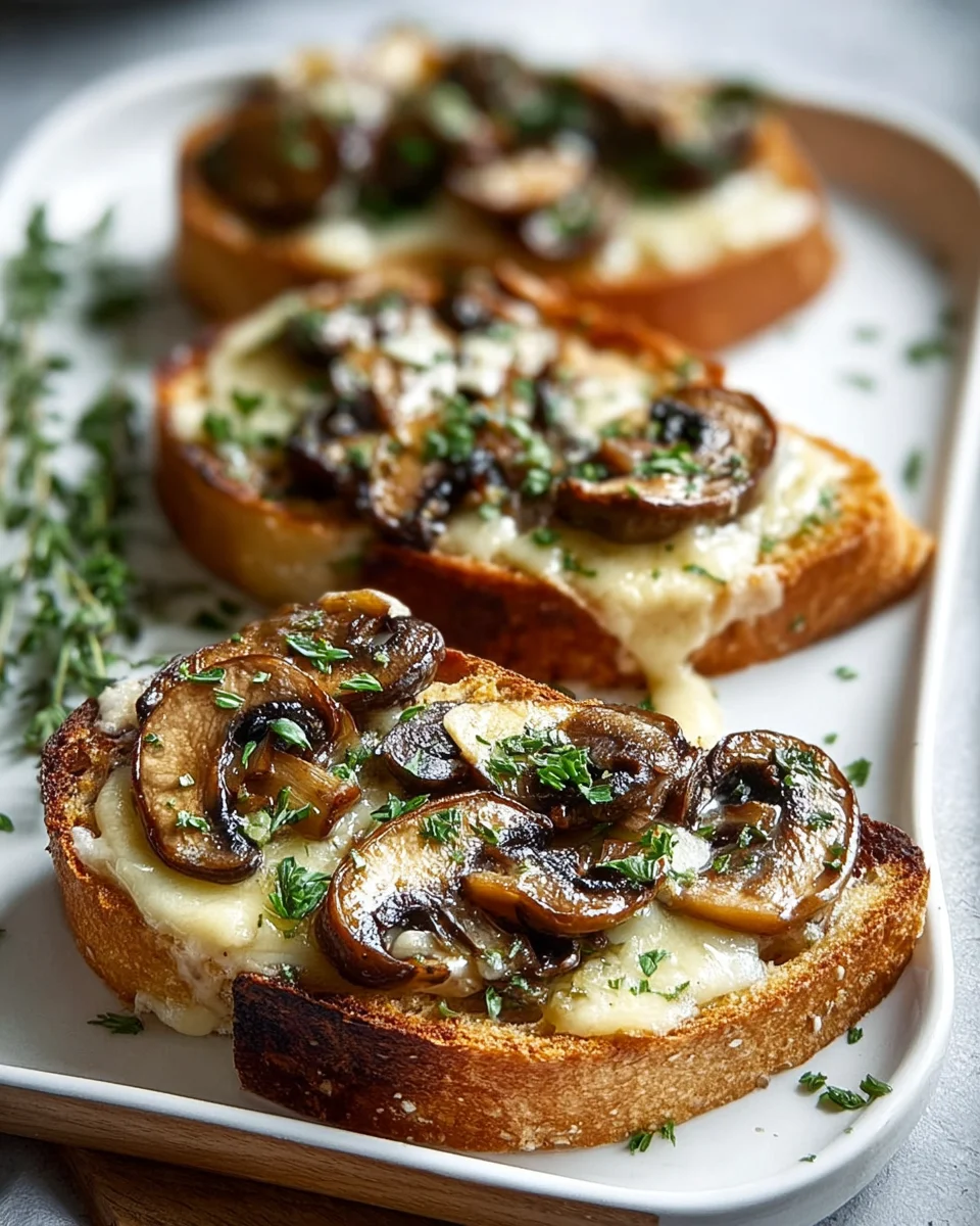 Knusprige Käse Beef Champignon Knoblauch Toasts genießen!