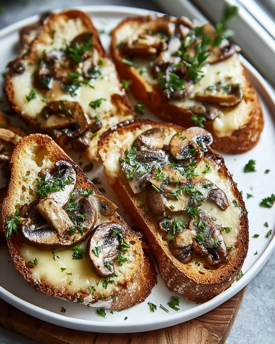 Knusprige Käse Beef Champignon Knoblauch Toasts genießen!