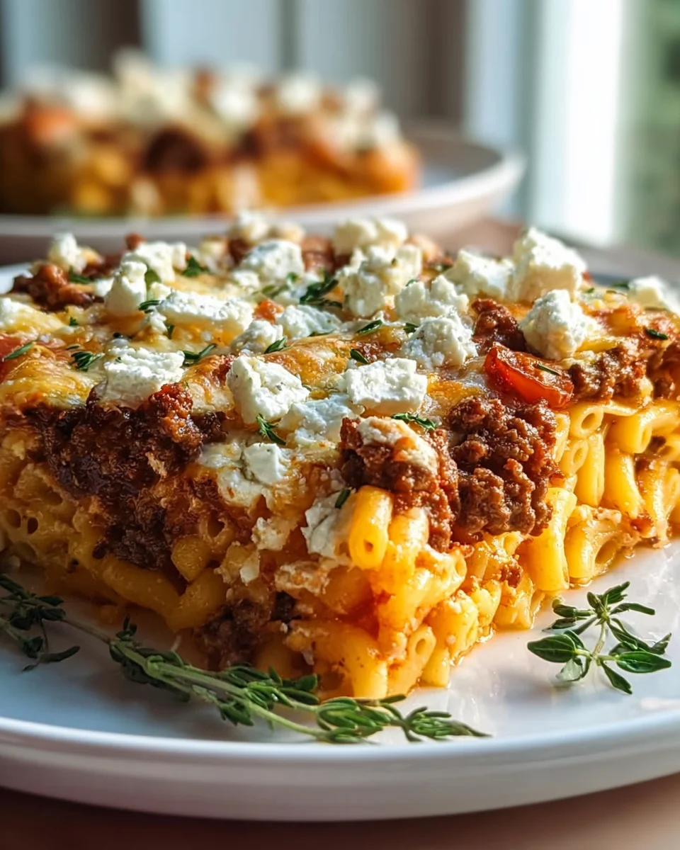 Griechischer Nudelauflauf mit Feta und Hackfleisch genießen!