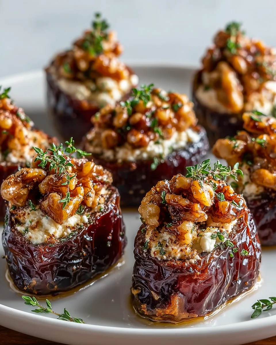 Feta-Parmesan gefüllte Datteln mit Honig-Walnuss-Crunch