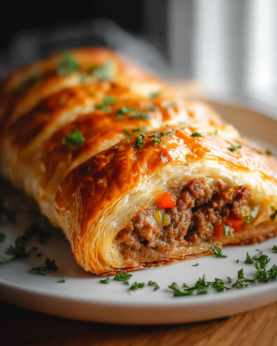 Leckere Hackfleisch Käse Blätterteig Rolle – einfach & schnell!