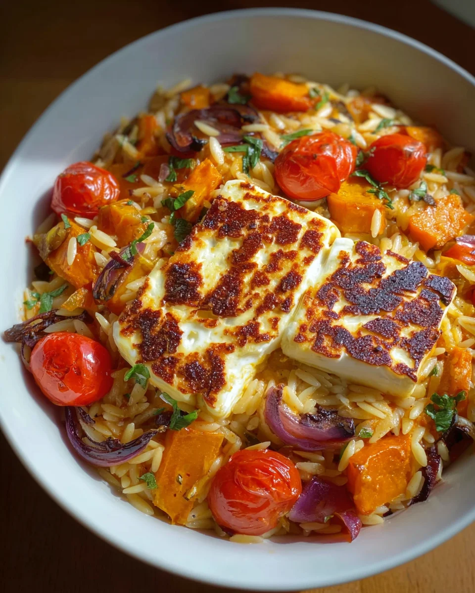 Herbstlicher Halloumi Orzo Auflauf – Herzhaft und lecker!