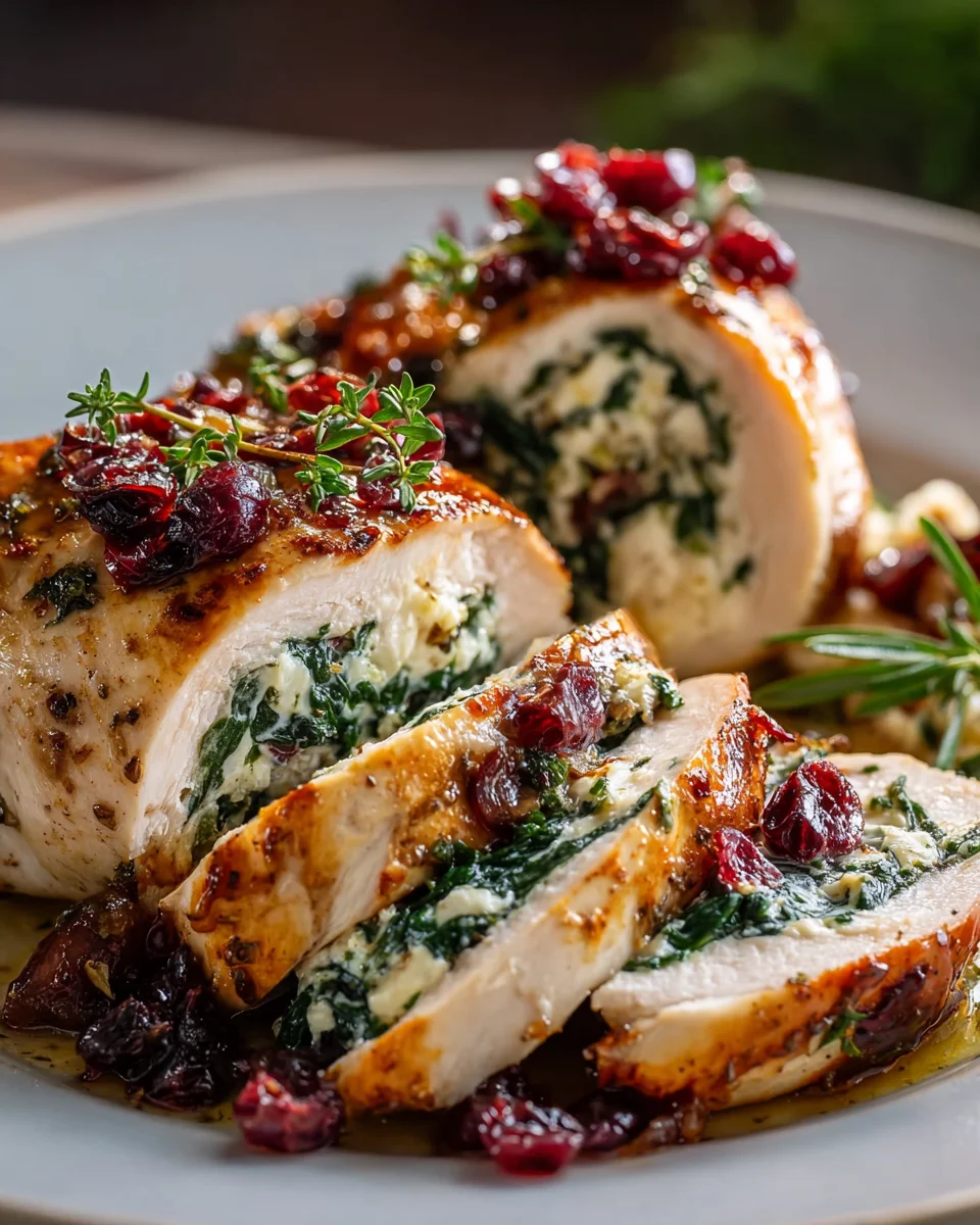 Spinat-Cranberry gefüllte Hähnchenbrust - Köstliches Rezept!