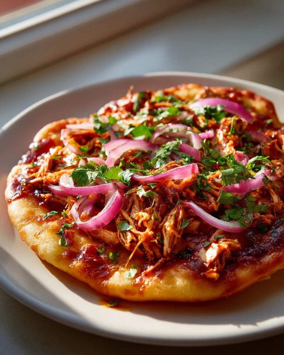 BBQ Hähnchen Lángos: Dein knuspriger Rotzwiebel-Koriander-Traum