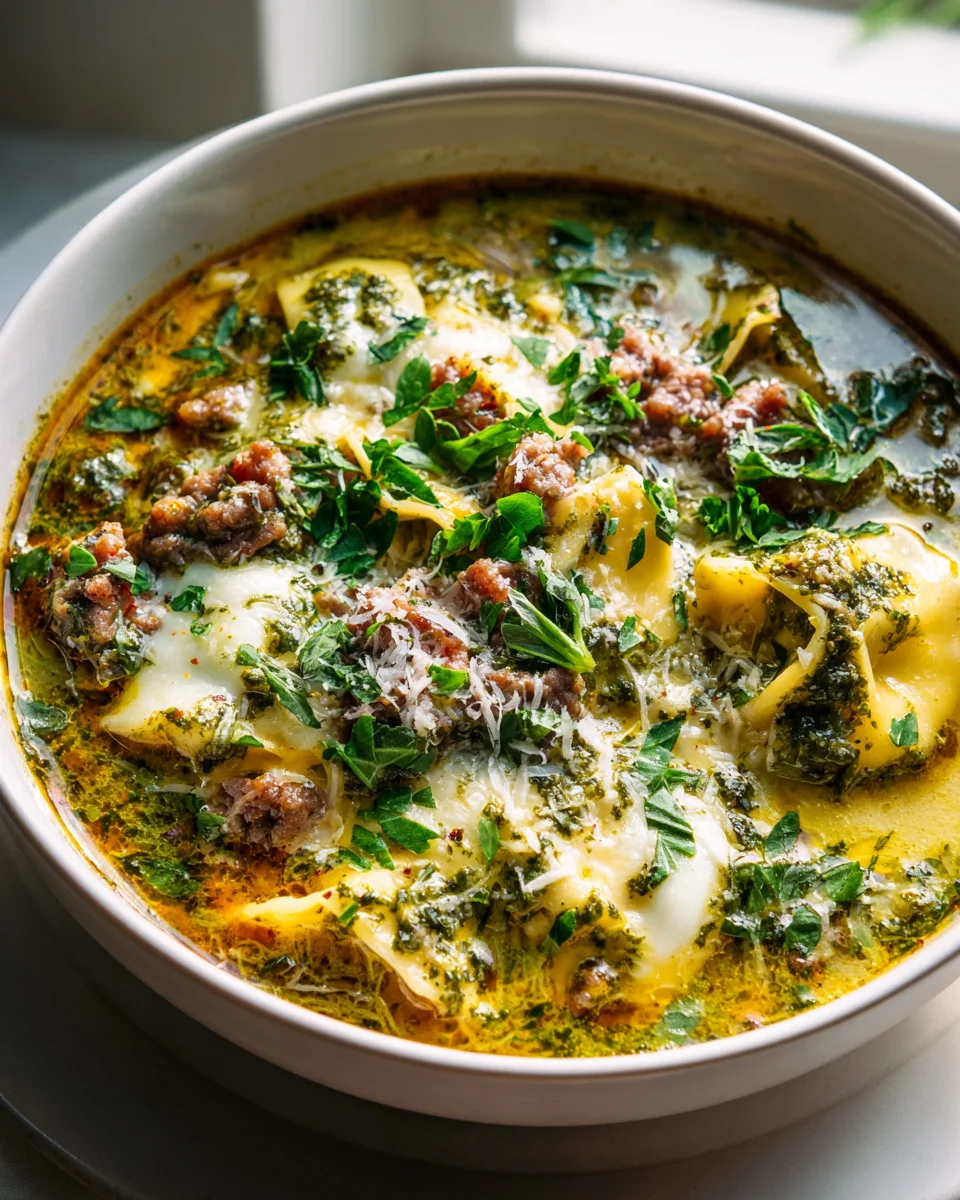 Cremige Pesto Wurst Lasagne Suppe – Herzhaft & Lecker!