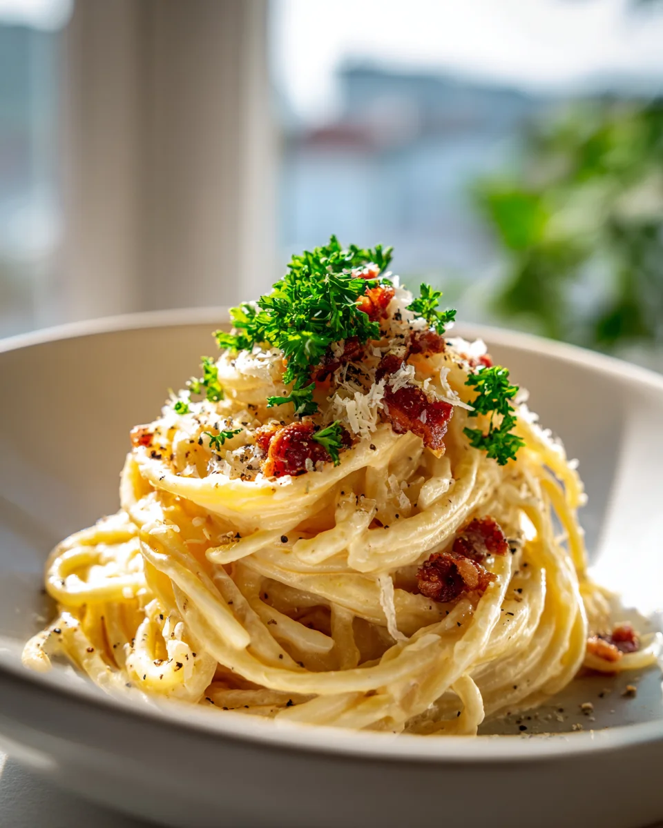 Blitz-Rezept: One Pot Pasta Carbonara mit Rinderbacon