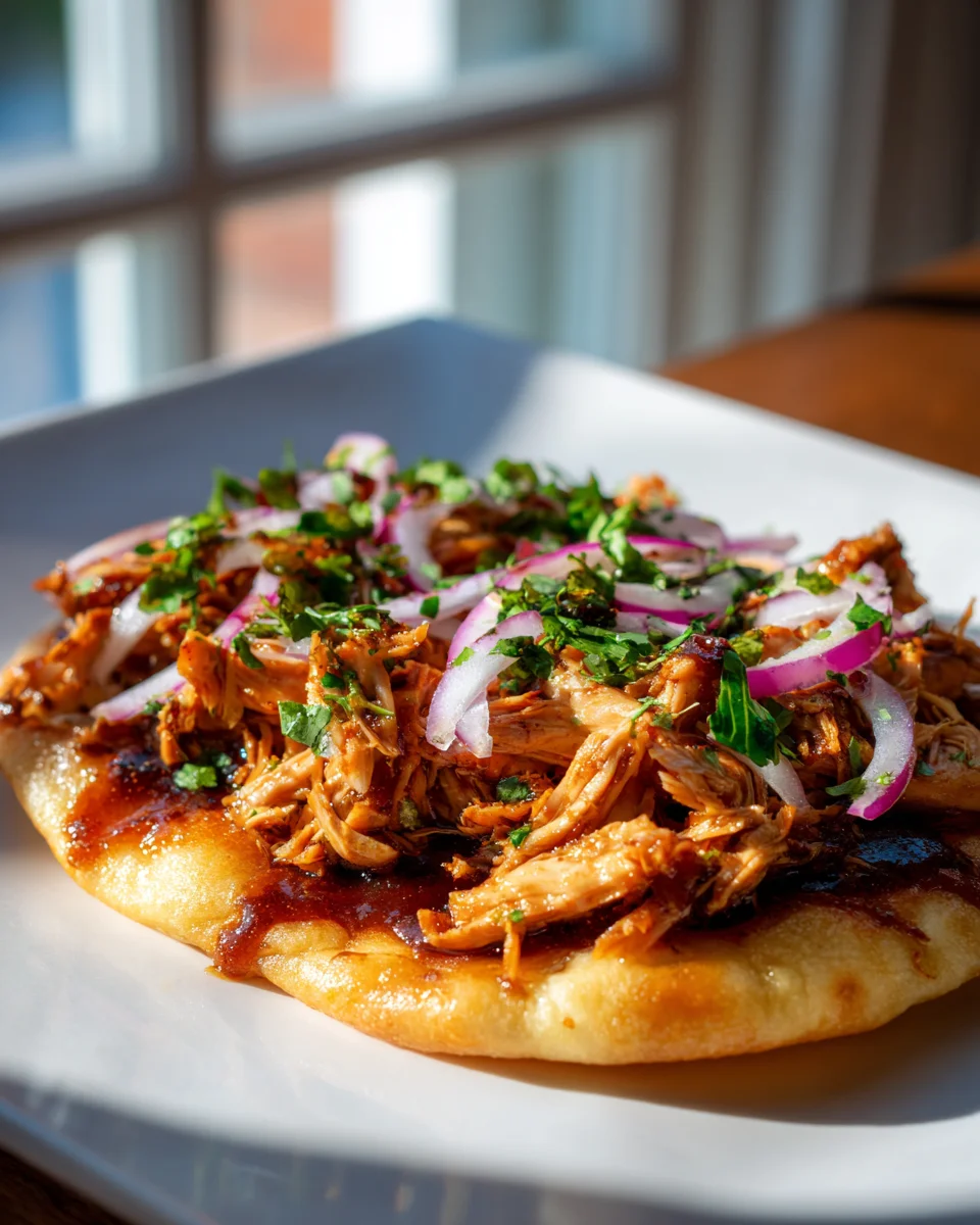 BBQ Hähnchen Lángos: Dein knuspriger Rotzwiebel-Koriander-Traum