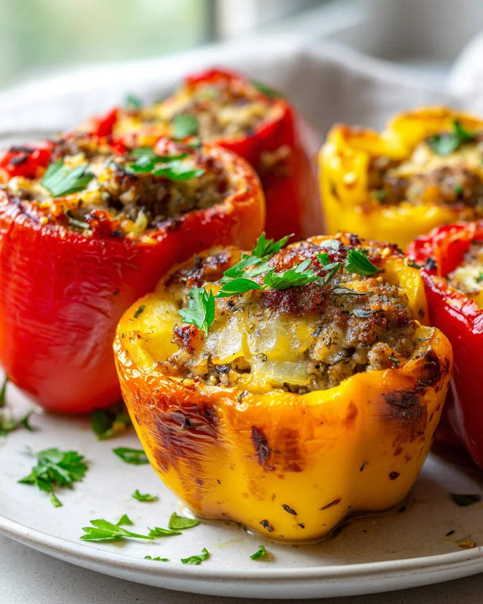 Saftige Kartoffel-Rinderwurst gefüllte Paprika – ein Genuss!