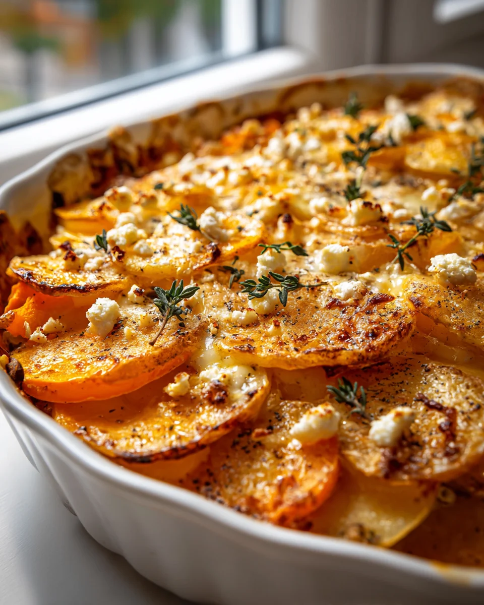 Cremiger Kartoffel-Kürbis-Auflauf mit Feta – Herzhaft genießen!