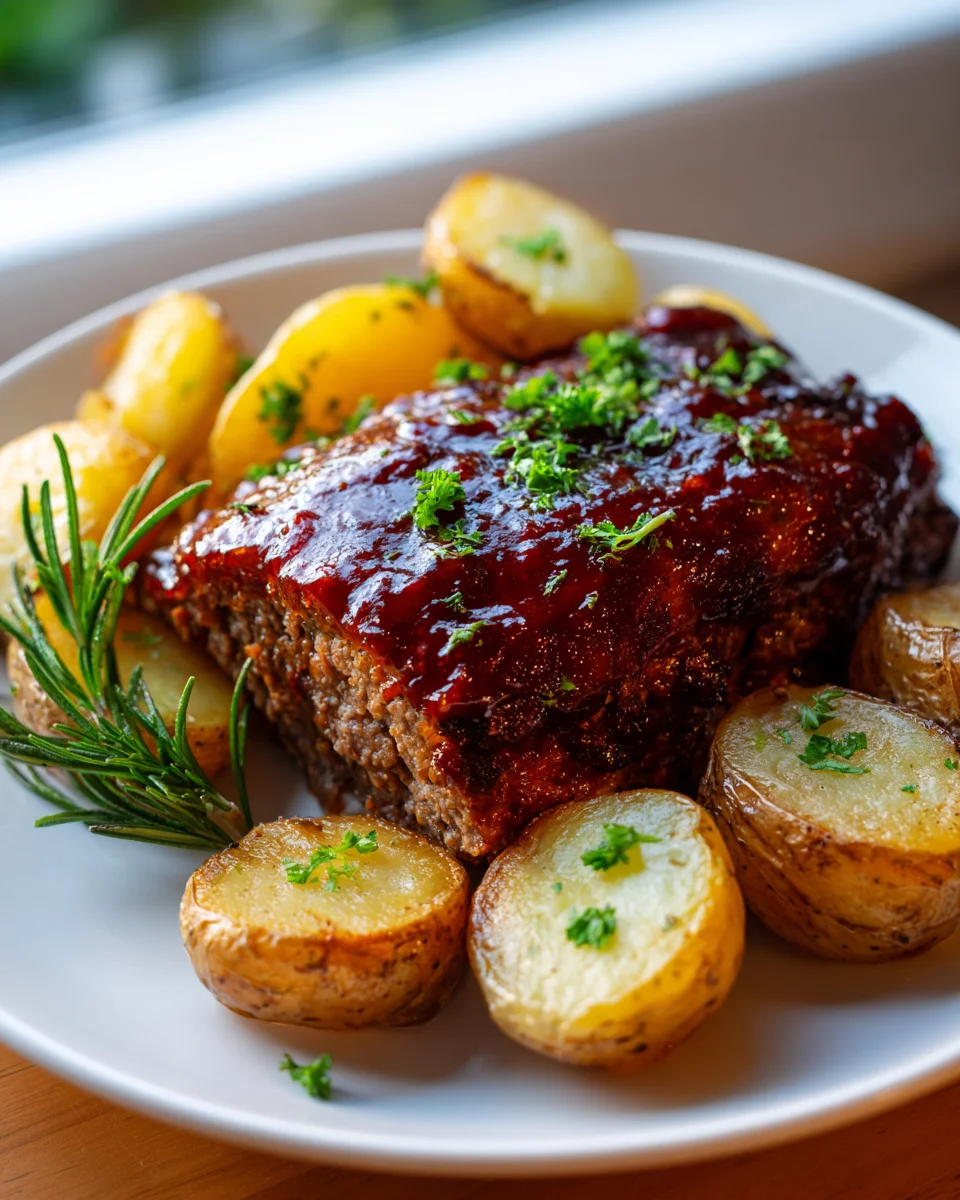 Saftiger BBQ Hackbraten mit Ofenkartoffeln – Einfach lecker!
