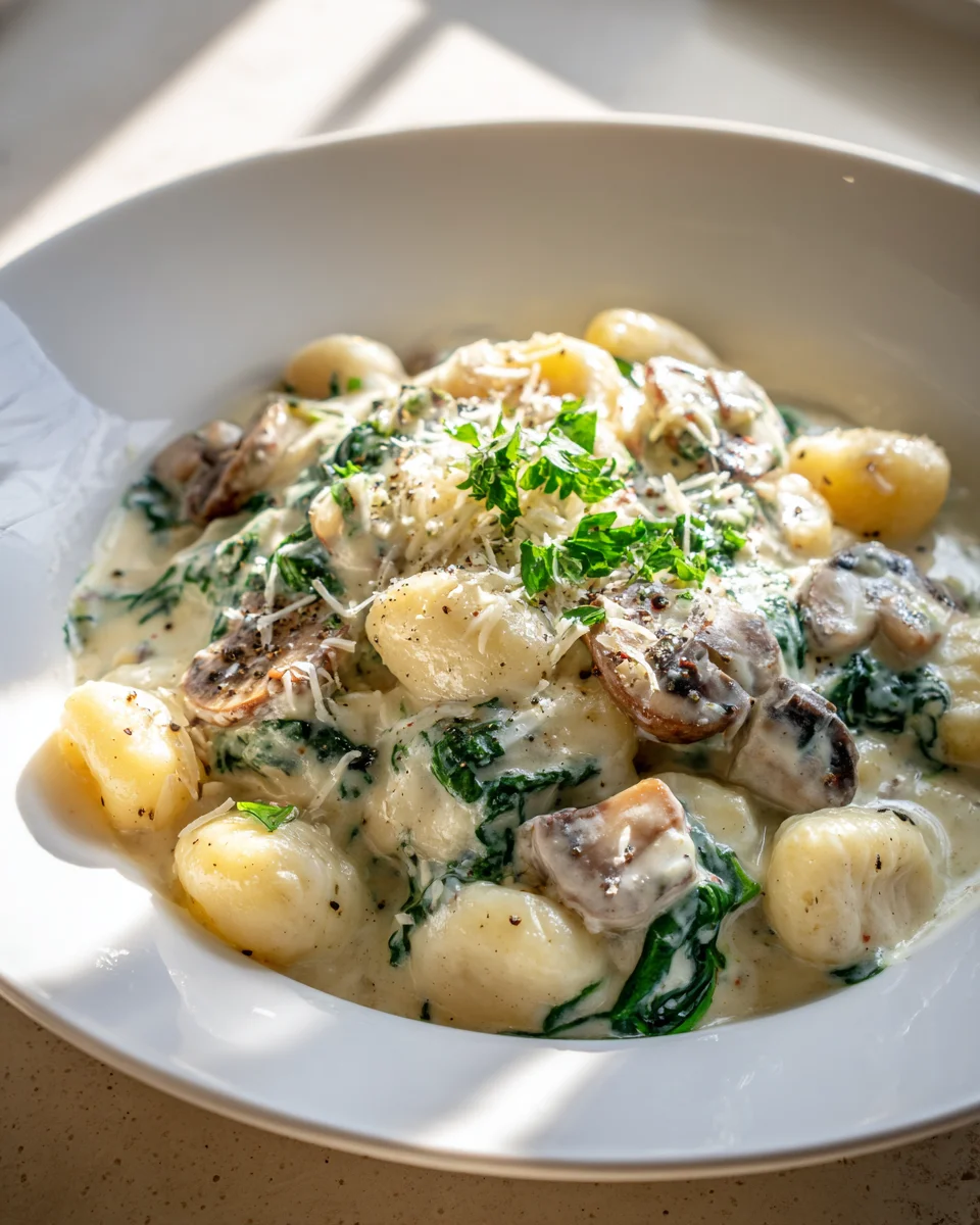 Cremiger Pilz-Spinat Gnocchi Auflauf – Dein neues Lieblingsrezept!