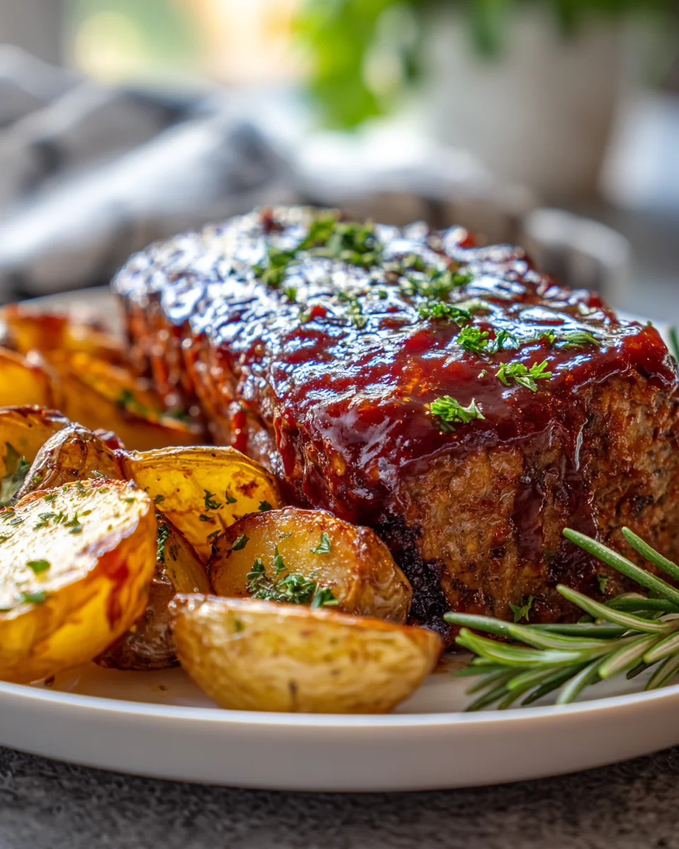 Saftiger BBQ Hackbraten mit Ofenkartoffeln – Einfach lecker!