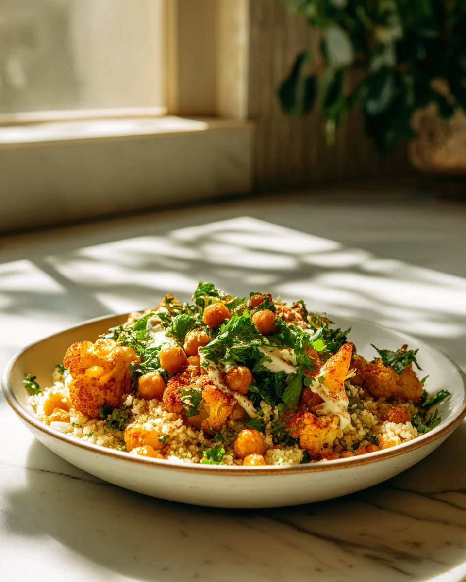 Gesunde Shawarma Bowls mit Knusper-Blumenkohl & Kichererbsen