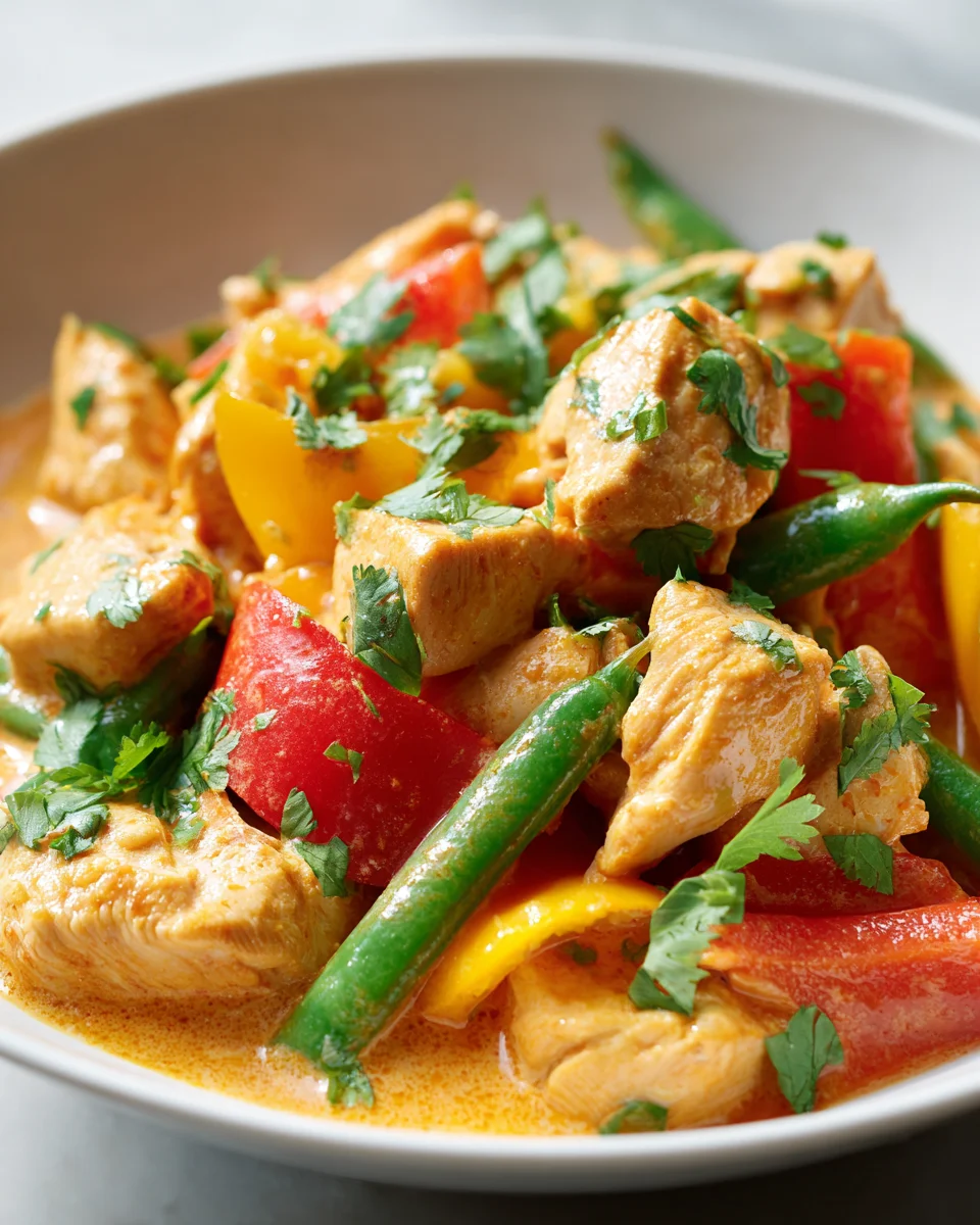 Cremiges Paprika Hähnchen Stir Fry Kokosmilch Rezept