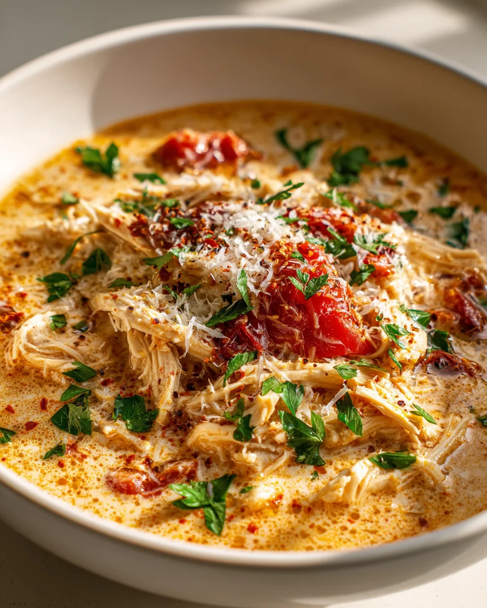 Schongarer: Cremige Hähnchen Parmesan Suppe einfach gemacht