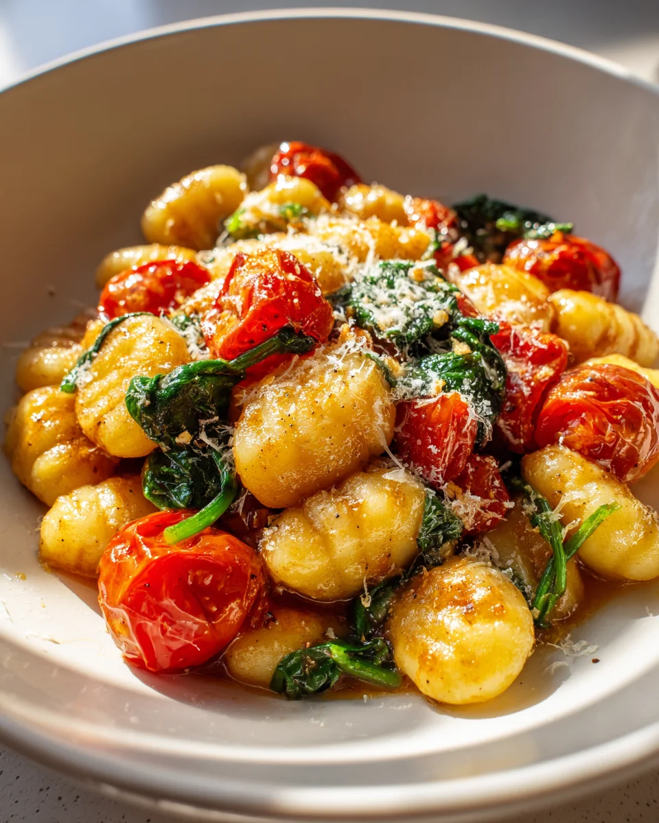 Schnelle Gnocchi Pfanne mit Tomate Spinat – In Minuten!