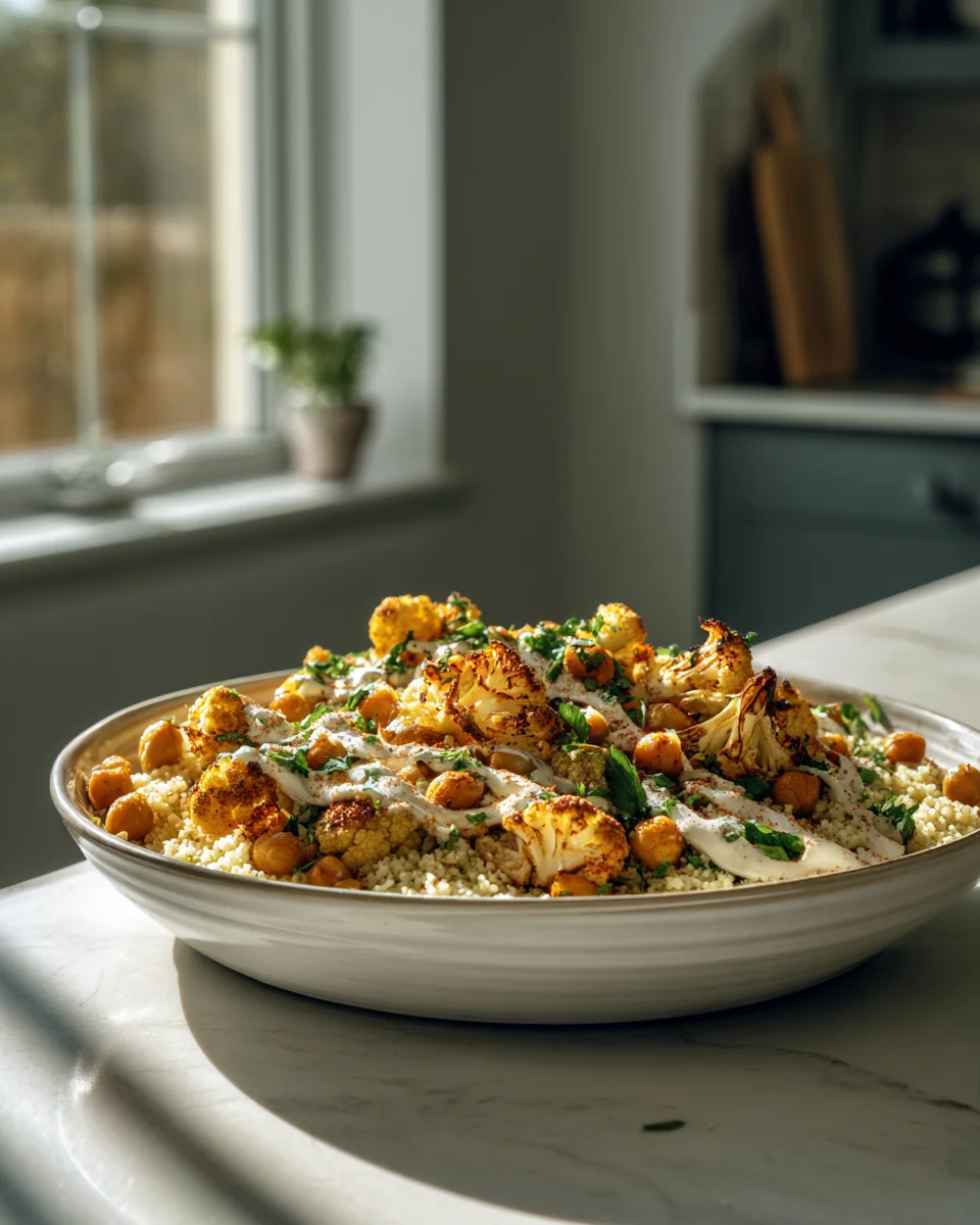 Gesunde Shawarma Bowls mit Knusper-Blumenkohl & Kichererbsen