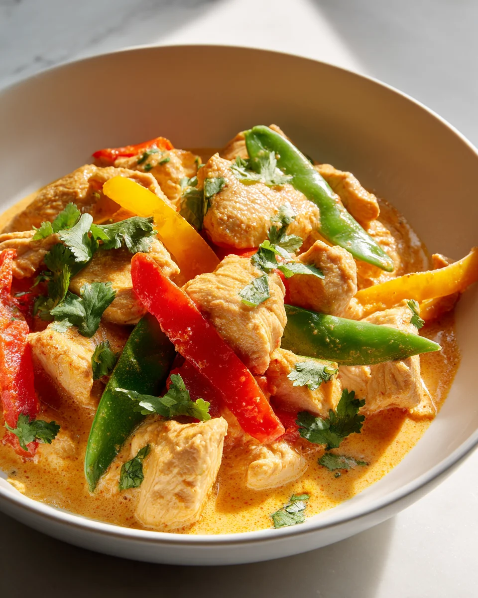 Cremiges Paprika Hähnchen Stir Fry Kokosmilch Rezept
