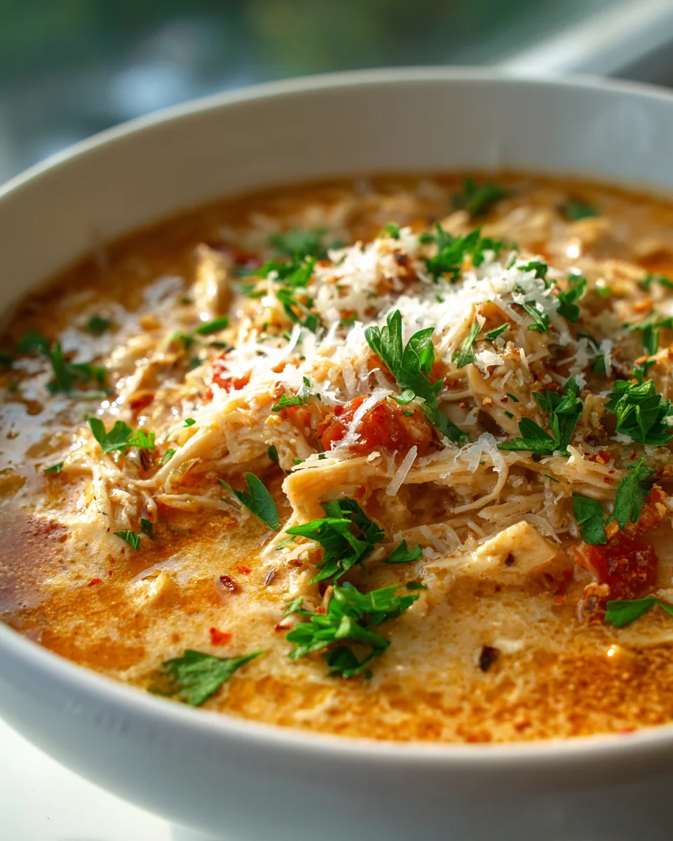 Schongarer: Cremige Hähnchen Parmesan Suppe einfach gemacht