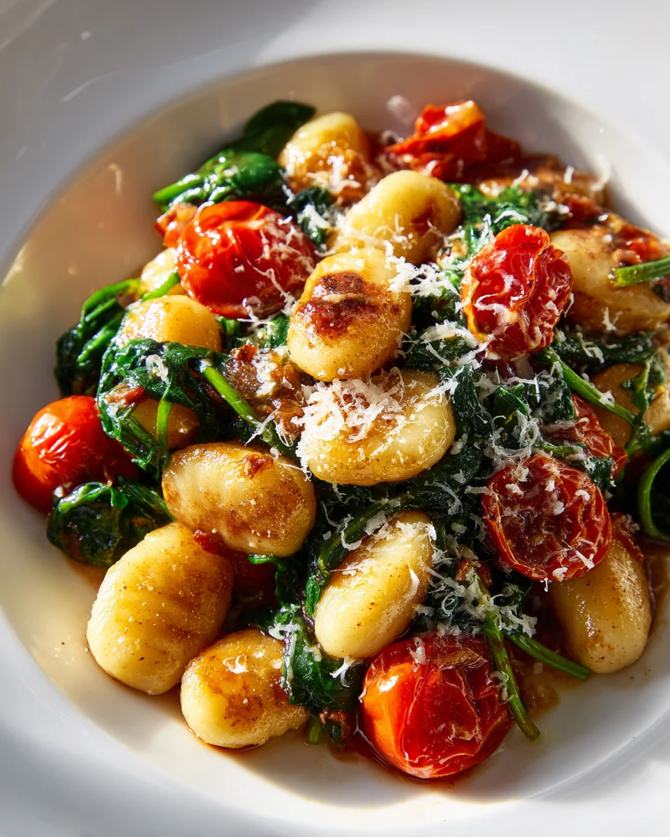 Schnelle Gnocchi Pfanne mit Tomate Spinat – In Minuten!