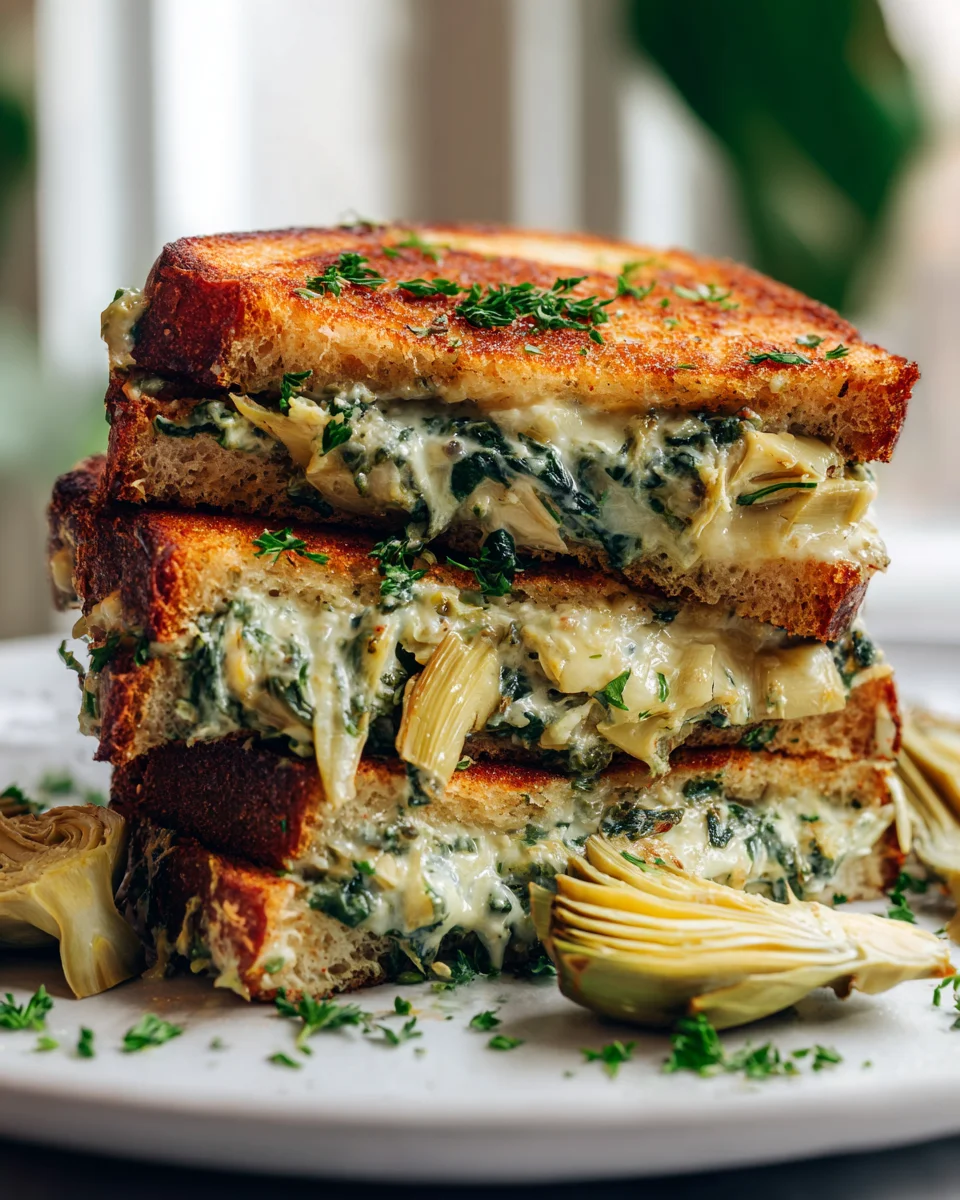 Leckerer Spinat-Artischocken Grilled Cheese: Cremig & Käsig