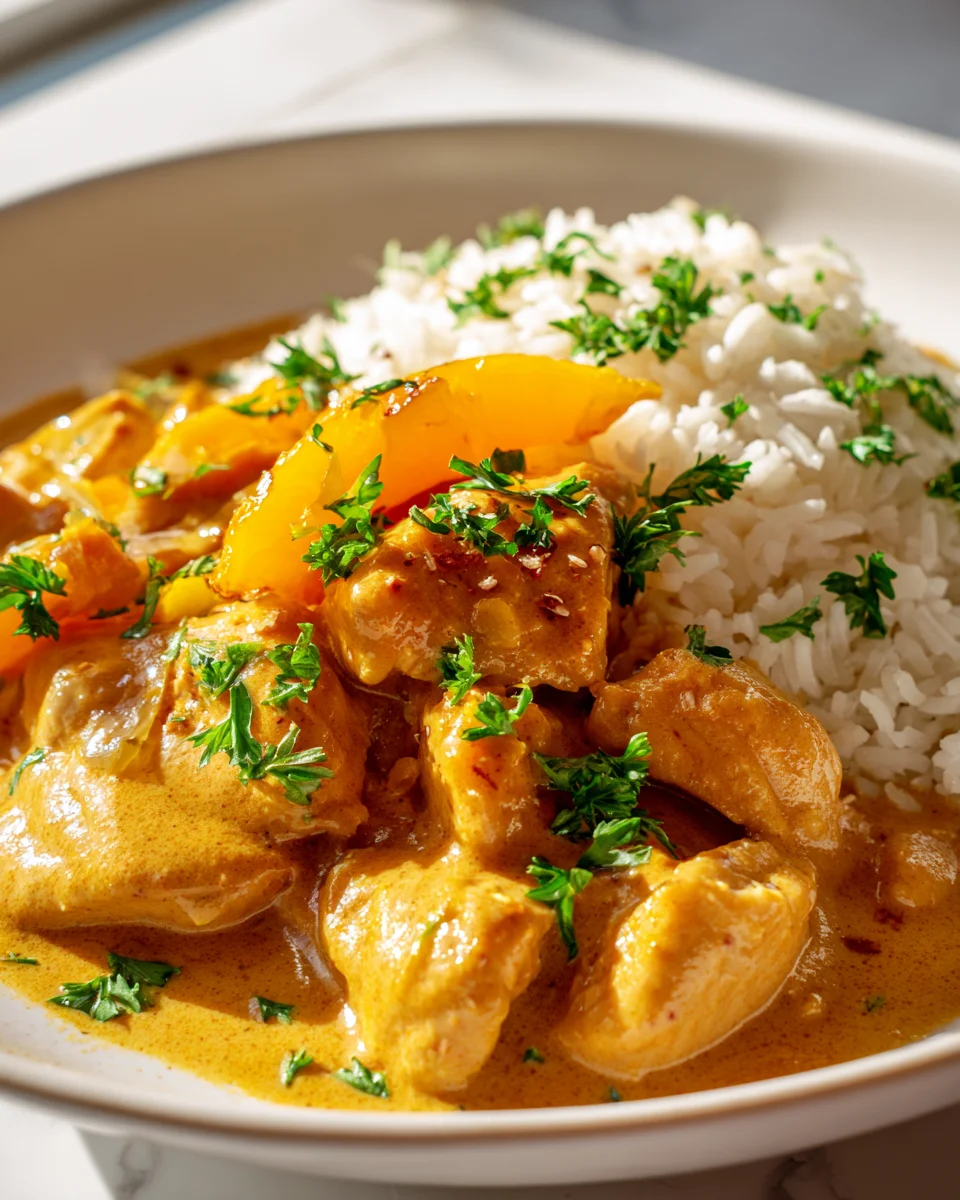 Cremige Kürbis Hähnchen Pfanne mit Reis: Schnell & Einfach