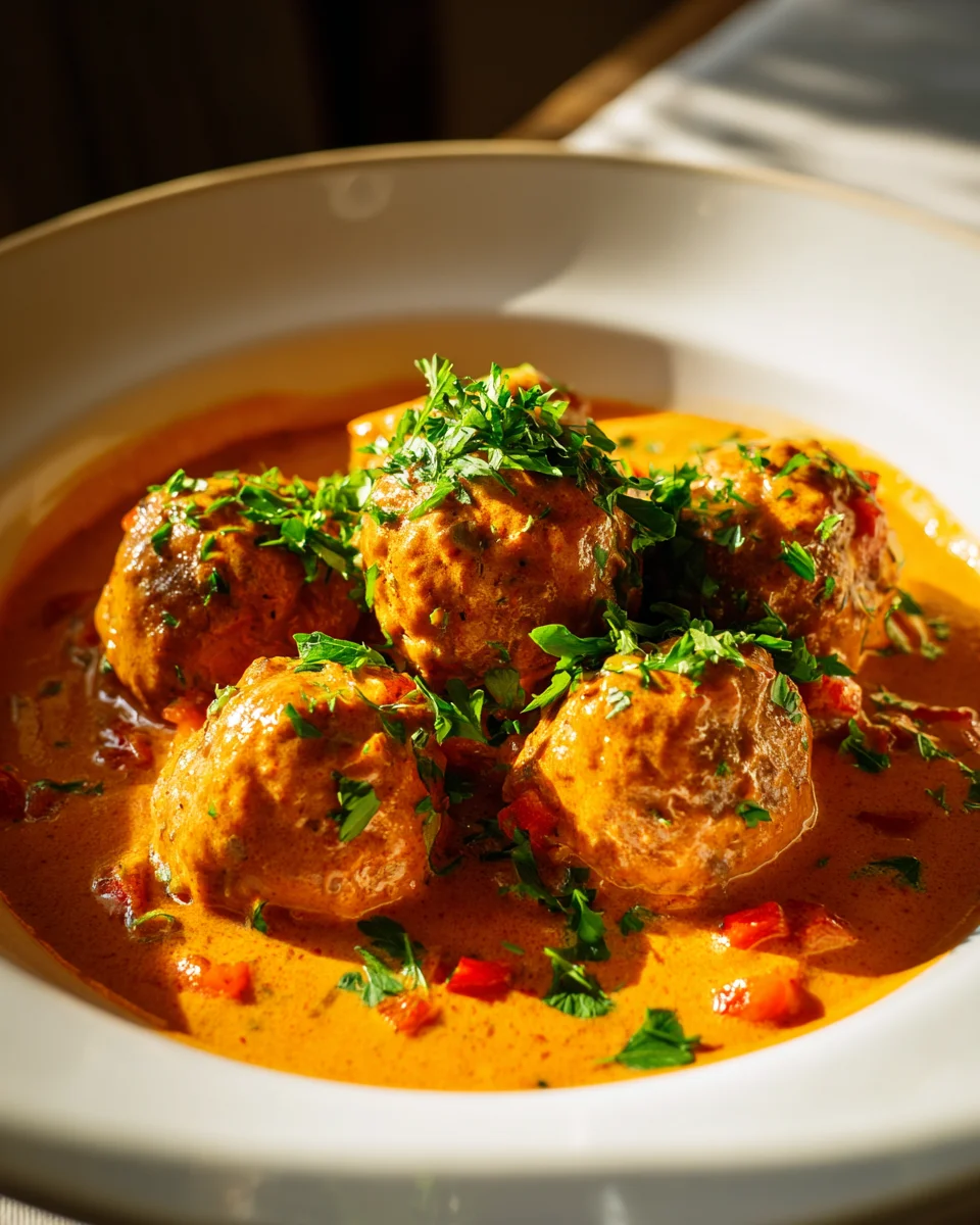 Zarte Hackbällchen in cremiger Paprikasose – unwiderstehlich!