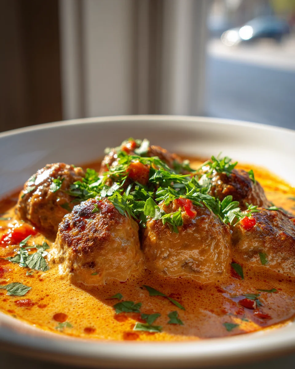 Zarte Hackbällchen in cremiger Paprikasose – unwiderstehlich!