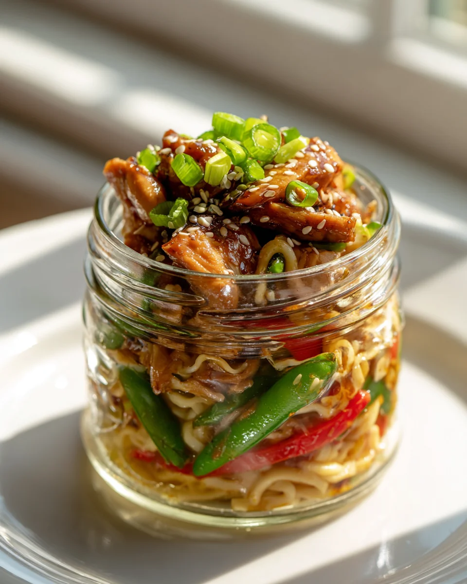 Mini Hähnchen Teriyaki Nudeln im Glas – Perfekt für Meal Prep!