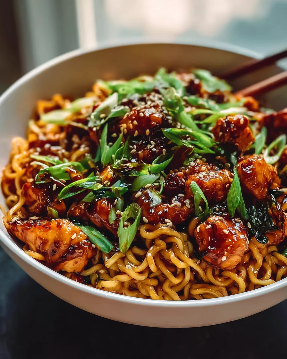 Köstliche Klebrige Knoblauch Hähnchen Nudeln – Blitzschnell!