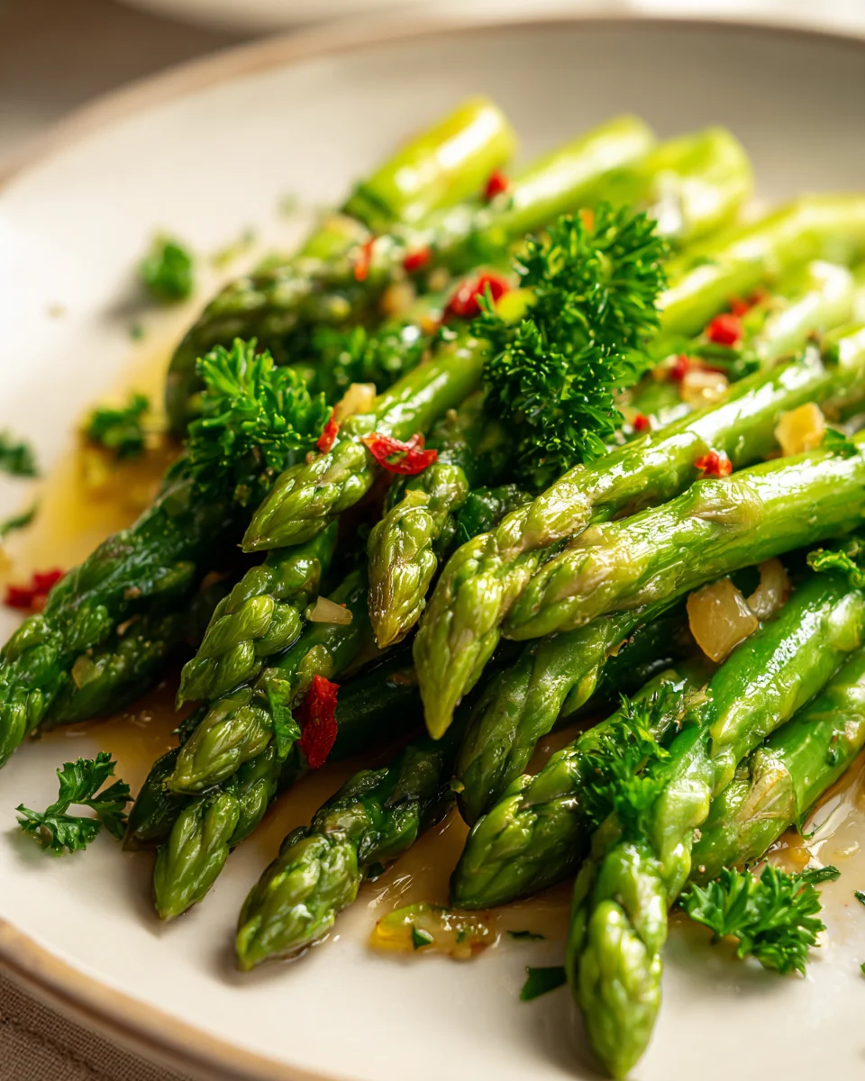 Gebratener Grüner Spargel mit Knoblauch und Chili Rezept
