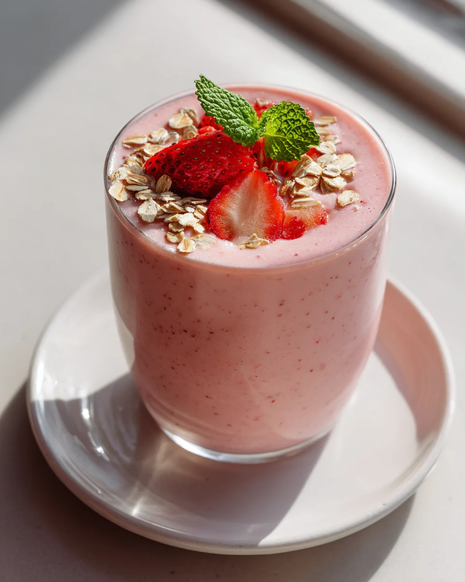 Cremiger Erdbeer-Hafer-Smoothie: Schnell & lecker genießen.